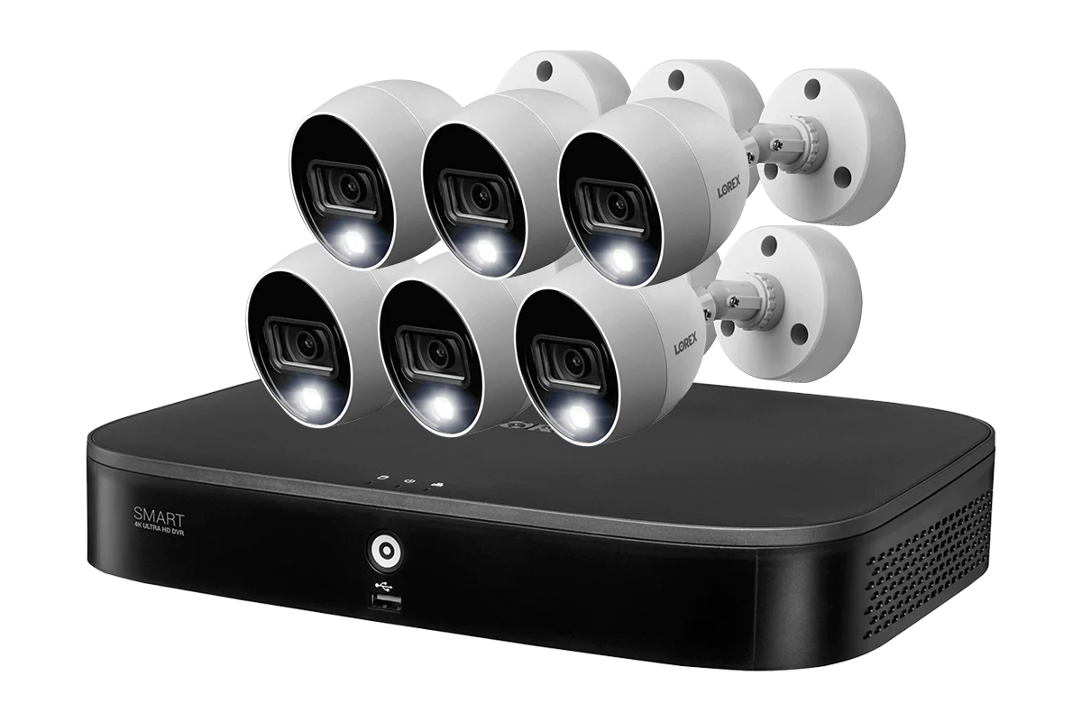 4K Ultra HD Security System with Six 4K (8MP) Active Deterrence Cameras featuring Smart Motion Detection and Smart Home Voice Control