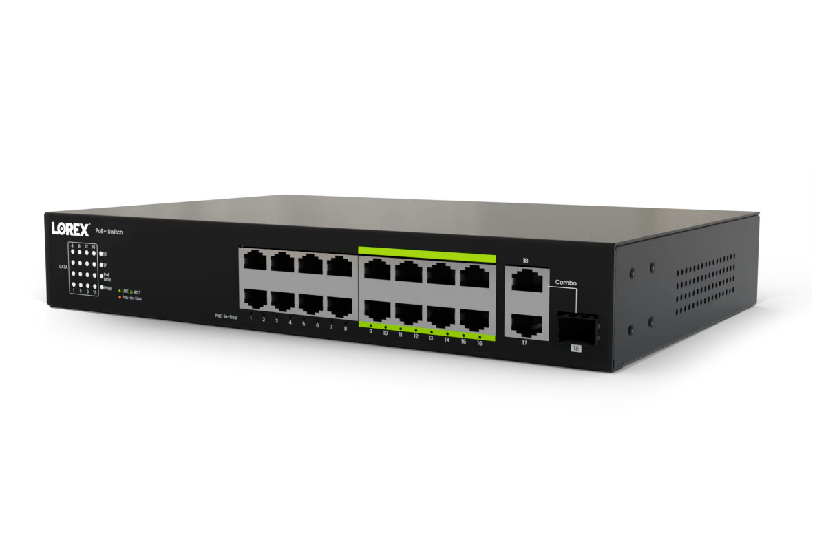 16-Port Ethernet PoE+ Unmanaged Switch with 8-Port Long Range PoE+ and 250W PoE Budget