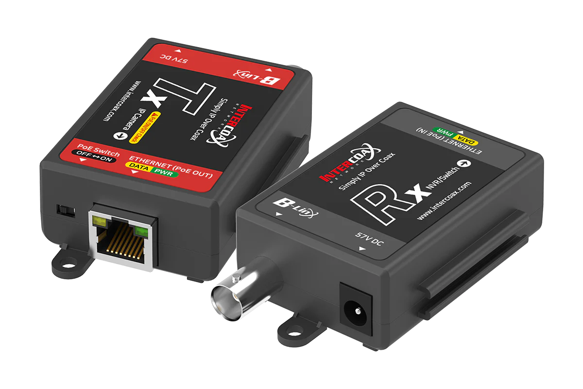 Single Port IP & PoE over Coax Set (400m/1300ft end-to-end converters)