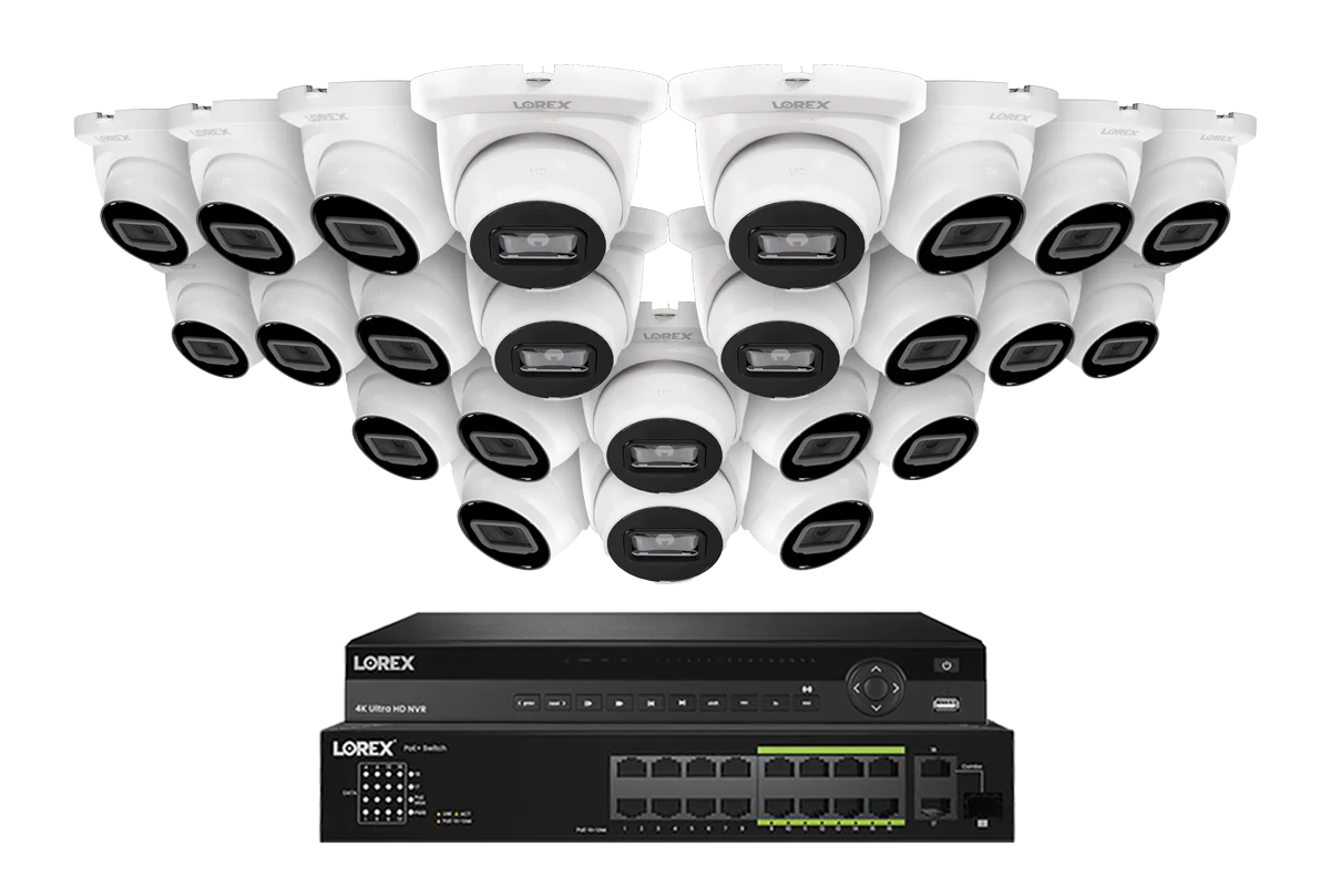 Lorex Elite Series 4K 32 Camera Capable 6TB Wired NVR System with 4MP (2K) A4 IP Turret Cameras