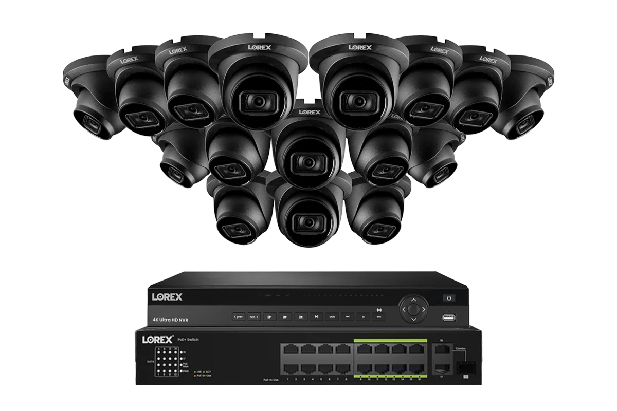 Lorex Elite Series 4K 32 Camera Capable 6TB Wired NVR System with 16 A14 IP Turret Cameras
