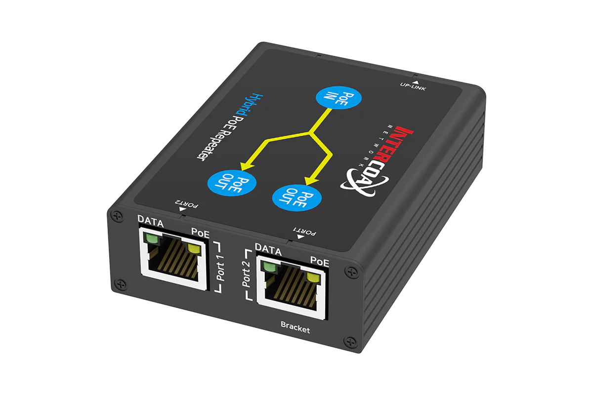 2 Port PoE+ Repeater (100m/300ft 1-in 2-out Daisy Chain PoE Repeater)