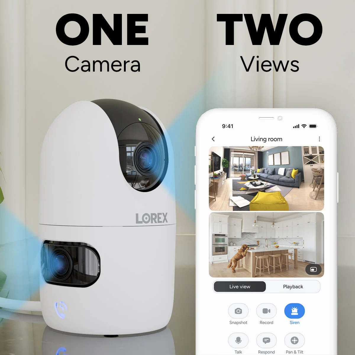 Lorex Connect 2K Dual-Lens Indoor Pan-Tilt Wi-Fi Camera - Image 5
