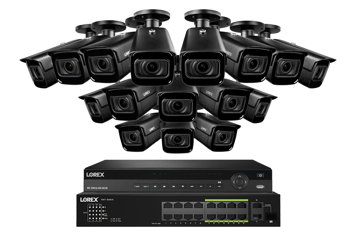 Lorex 4K (32 Camera Capable) 6TB Wired NVR System with Nocturnal 3 Smart IP Bullet Cameras with Motorized Varifocal Lens