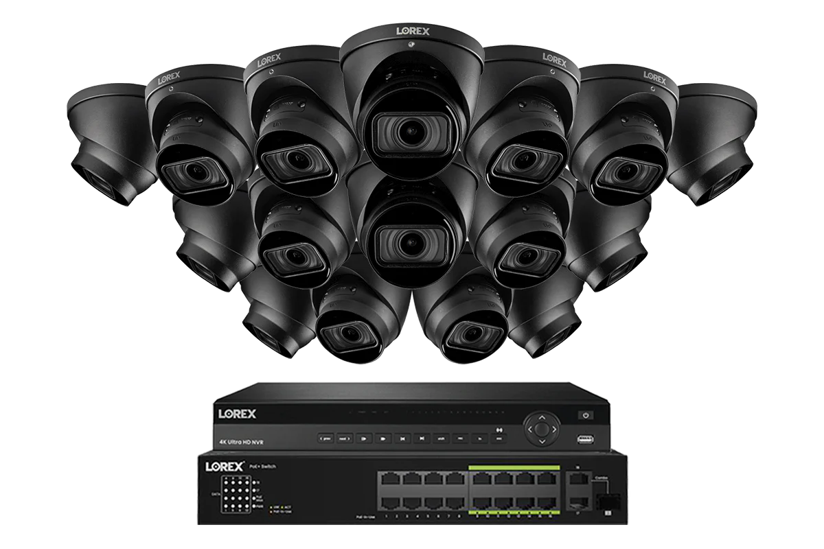 Lorex 4K (32 Camera Capable) 6TB Wired NVR System with Nocturnal 3 Smart IP Turret Cameras with Motorized Varifocal Lens