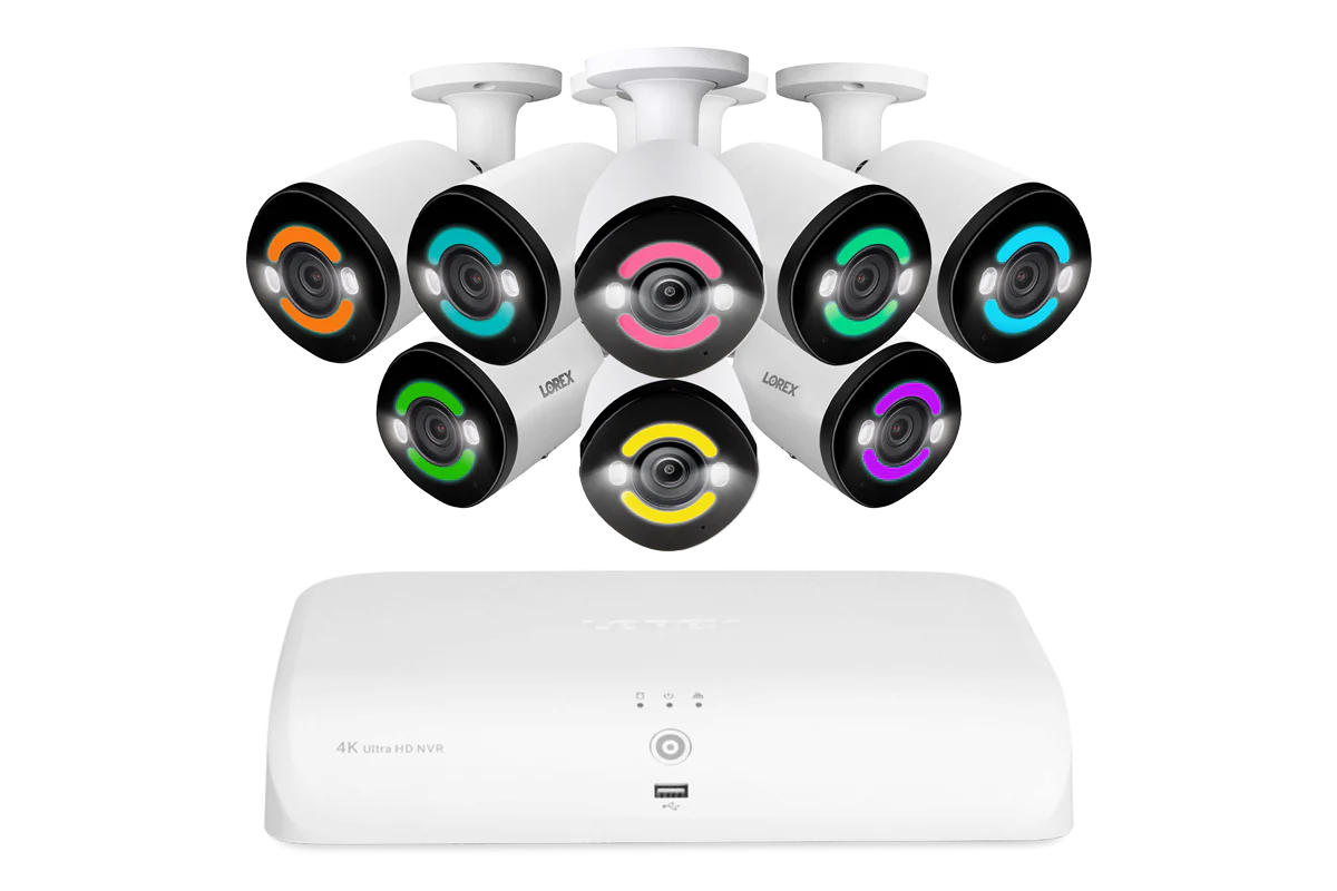 Lorex Fusion 4K 16-Channel 2TB Wired NVR System with 8 Smart Security Lighting Cameras - Open Box