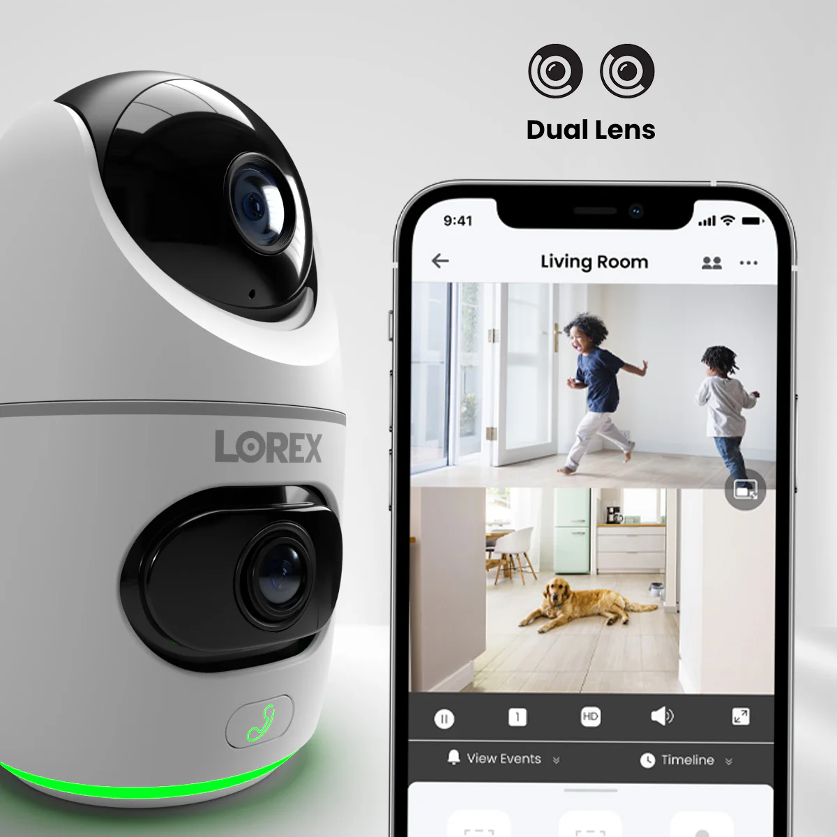 Lorex 2K Dual Lens Indoor Pan-Tilt Wi-Fi Security Camera (32GB, Cloud-Enabled) - Image 3